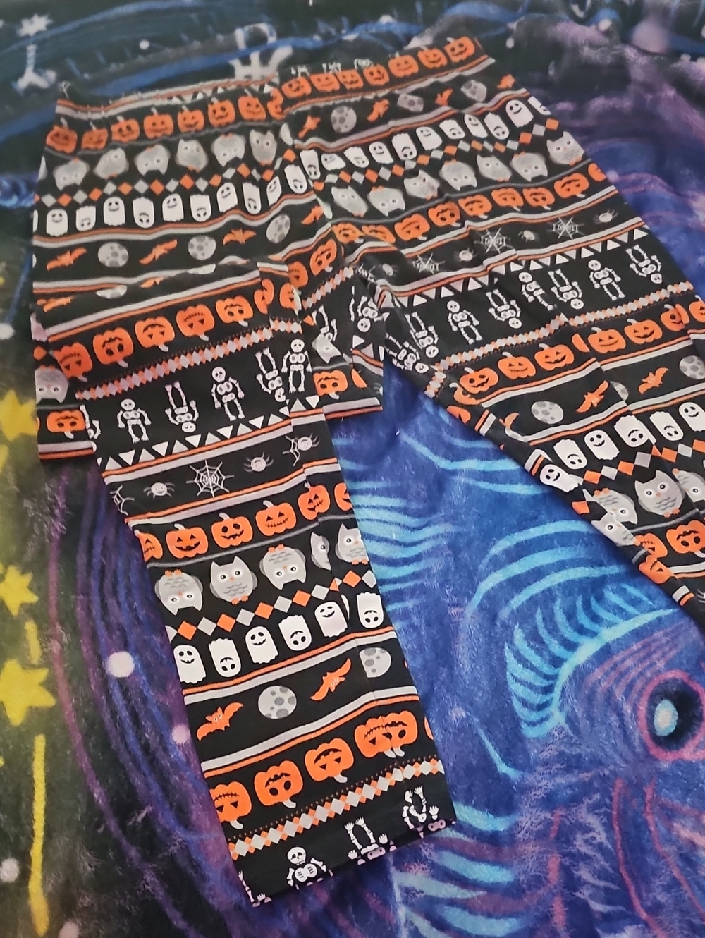 No Boundaries Women's Halloween Leggings Black & Orange Size Medium